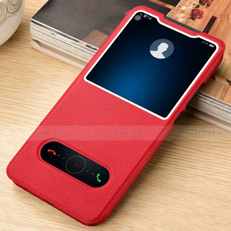 Funda de Cuero Cartera con Soporte Carcasa T12 para Huawei Honor V20 Rojo