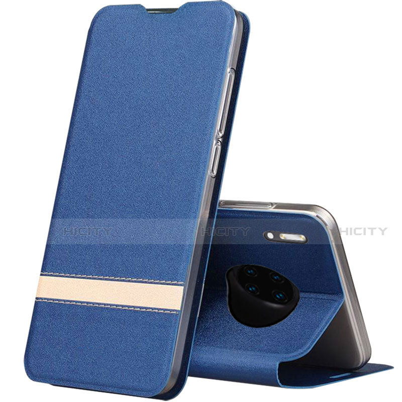 Funda de Cuero Cartera con Soporte Carcasa T12 para Huawei Mate 30E Pro 5G Azul