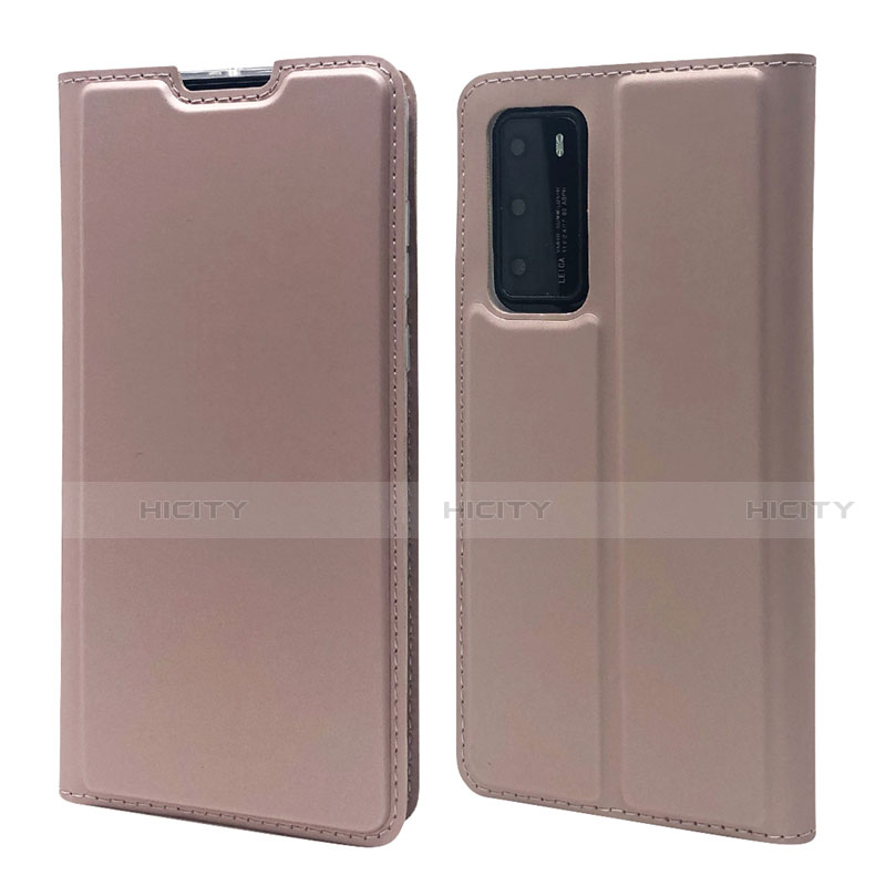 Funda de Cuero Cartera con Soporte Carcasa T12 para Huawei P40 Oro Rosa