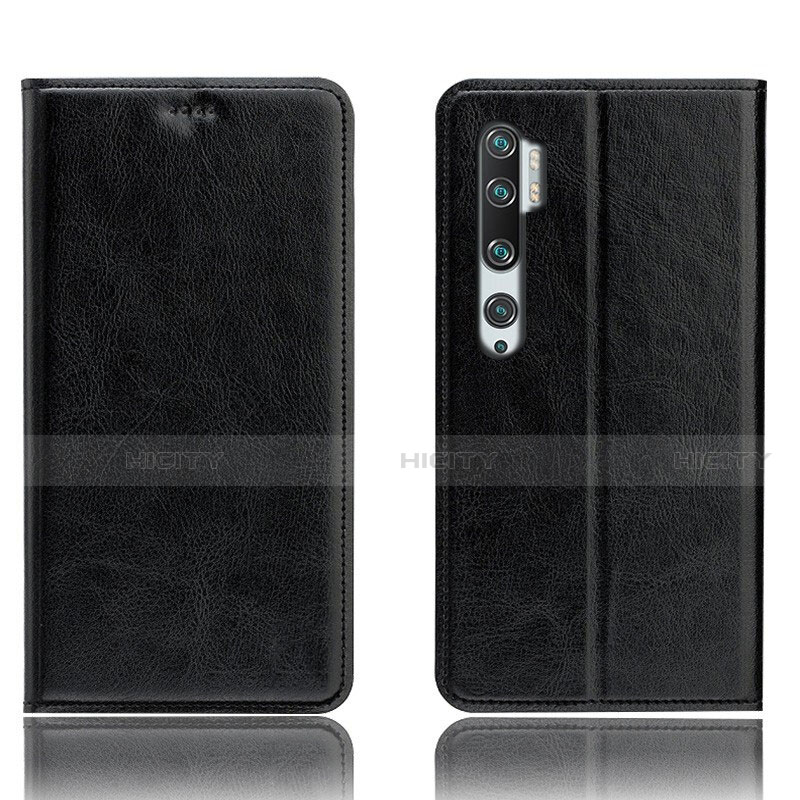 Funda de Cuero Cartera con Soporte Carcasa T12 para Xiaomi Mi Note 10 Negro