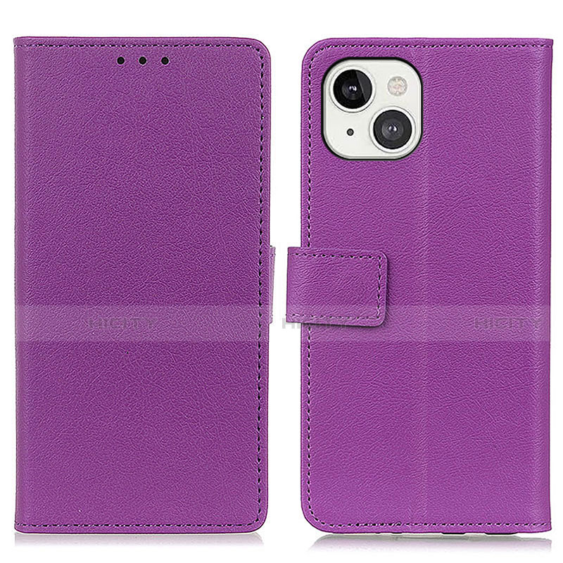 Funda de Cuero Cartera con Soporte Carcasa T14 para Apple iPhone 13 Morado