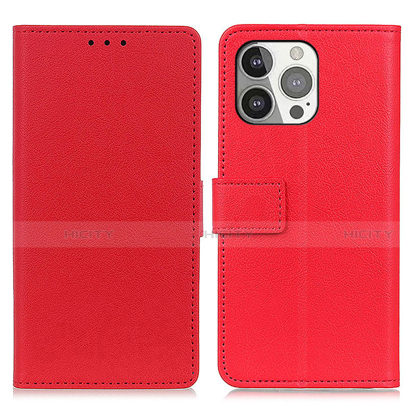 Funda de Cuero Cartera con Soporte Carcasa T14 para Apple iPhone 14 Pro Max Rojo