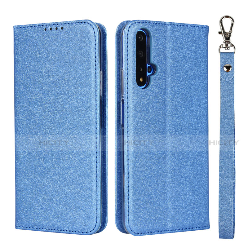 Funda de Cuero Cartera con Soporte Carcasa T14 para Huawei Honor 20 Azul