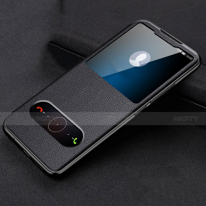 Funda de Cuero Cartera con Soporte Carcasa T14 para Huawei Honor V20 Negro