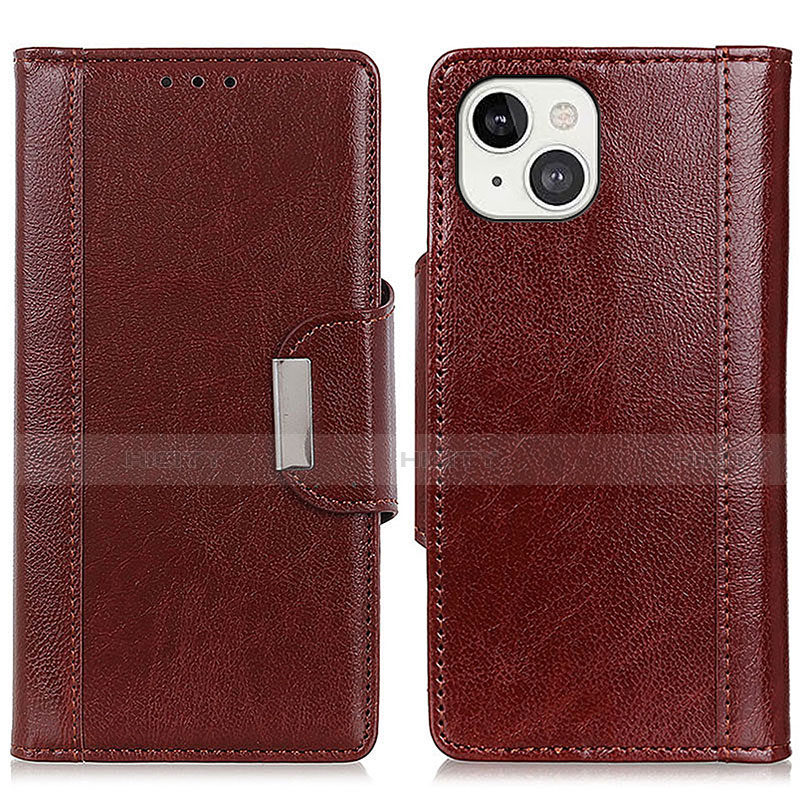 Funda de Cuero Cartera con Soporte Carcasa T15 para Apple iPhone 13 Marron