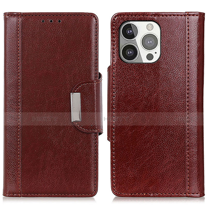 Funda de Cuero Cartera con Soporte Carcasa T15 para Apple iPhone 13 Pro Marron