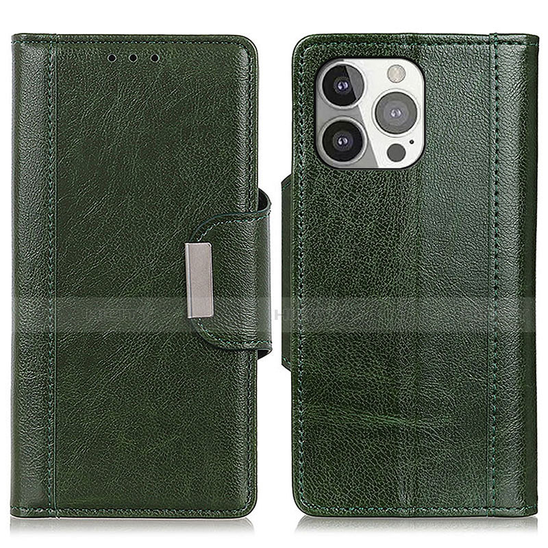 Funda de Cuero Cartera con Soporte Carcasa T15 para Apple iPhone 13 Pro Verde