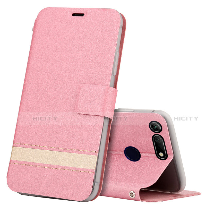 Funda de Cuero Cartera con Soporte Carcasa T15 para Huawei Honor V20 Oro Rosa