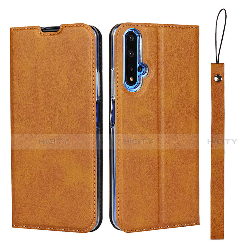 Funda de Cuero Cartera con Soporte Carcasa T15 para Huawei Nova 5T Naranja