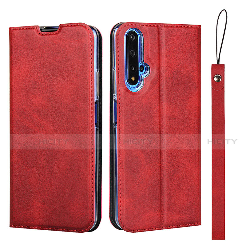 Funda de Cuero Cartera con Soporte Carcasa T15 para Huawei Nova 5T Rojo