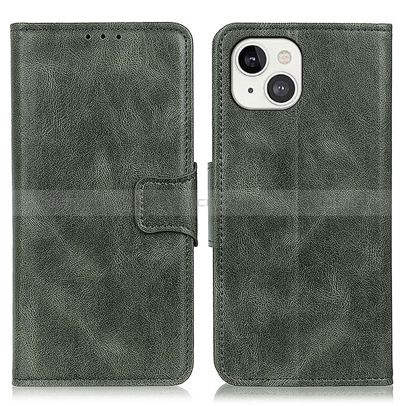 Funda de Cuero Cartera con Soporte Carcasa T17 para Apple iPhone 15 Verde