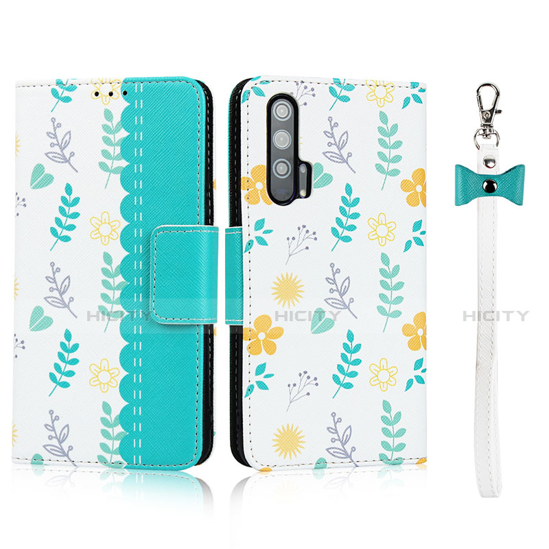 Funda de Cuero Cartera con Soporte Carcasa T17 para Huawei Honor 20 Pro Cian