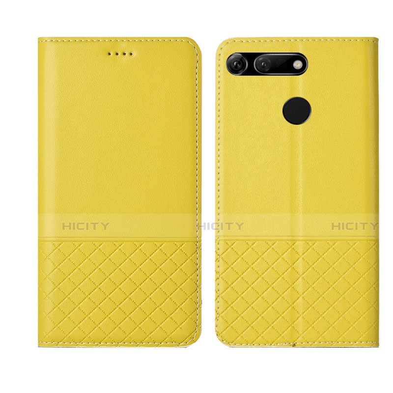 Funda de Cuero Cartera con Soporte Carcasa T17 para Huawei Honor V20 Amarillo