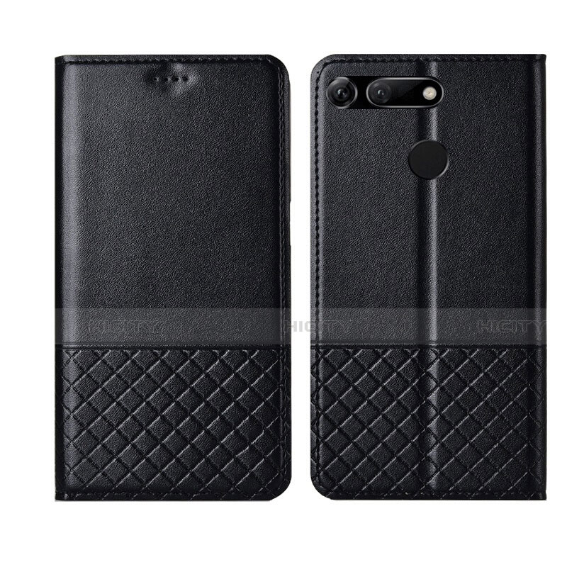 Funda de Cuero Cartera con Soporte Carcasa T17 para Huawei Honor V20 Negro