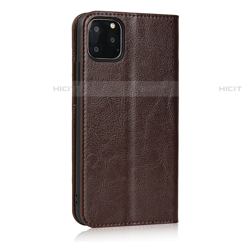 Funda de Cuero Cartera con Soporte Carcasa T18 para Apple iPhone 11 Pro Max Marron