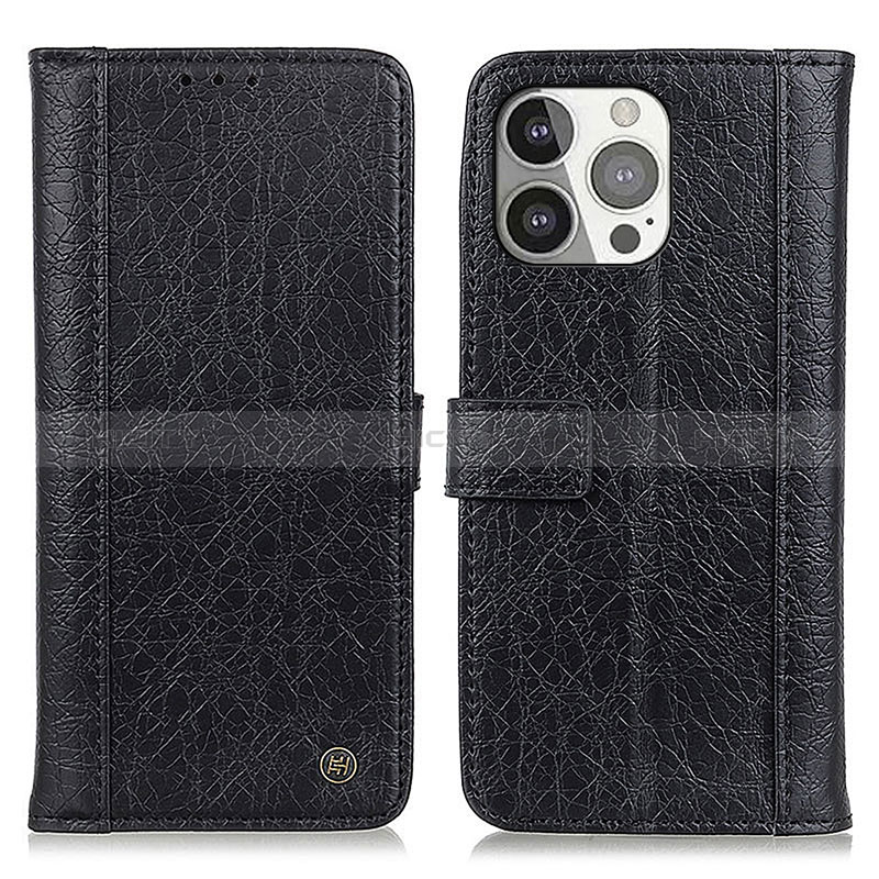 Funda de Cuero Cartera con Soporte Carcasa T18 para Apple iPhone 15 Pro Max Negro