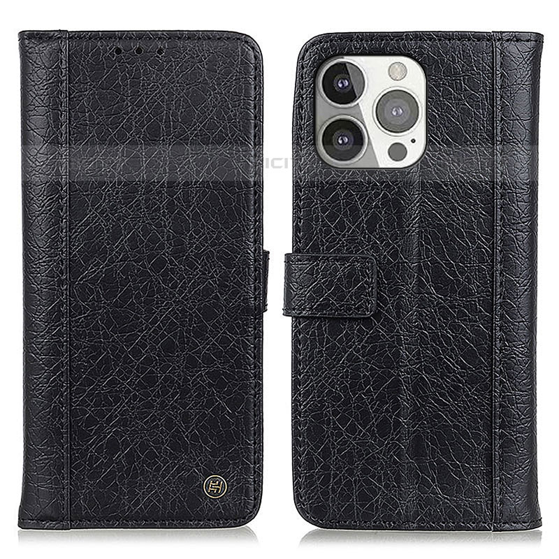 Funda de Cuero Cartera con Soporte Carcasa T18 para Apple iPhone 15 Pro Negro