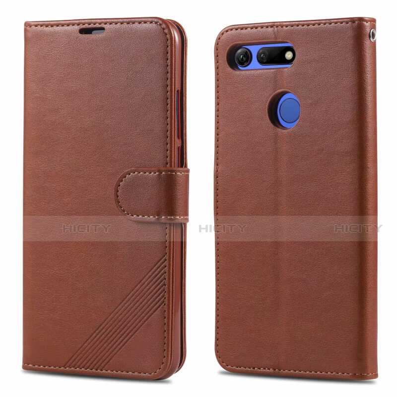 Funda de Cuero Cartera con Soporte Carcasa T18 para Huawei Honor View 20 Marron