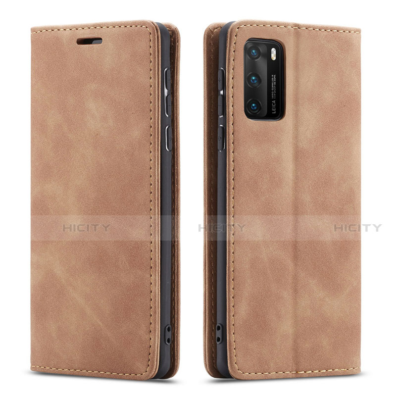 Funda de Cuero Cartera con Soporte Carcasa T18 para Huawei P40 Naranja