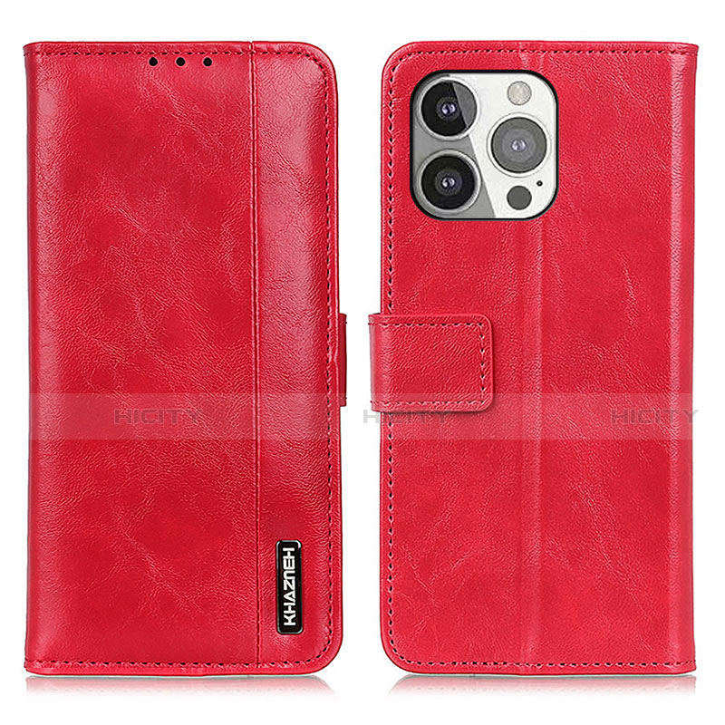 Funda de Cuero Cartera con Soporte Carcasa T20 para Apple iPhone 13 Pro Rojo