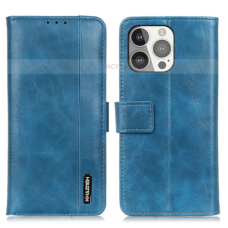 Funda de Cuero Cartera con Soporte Carcasa T20 para Apple iPhone 15 Pro Azul