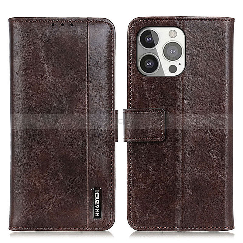 Funda de Cuero Cartera con Soporte Carcasa T20 para Apple iPhone 15 Pro Max Marron