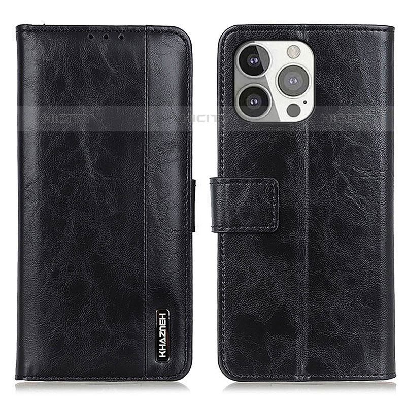 Funda de Cuero Cartera con Soporte Carcasa T20 para Apple iPhone 15 Pro Negro