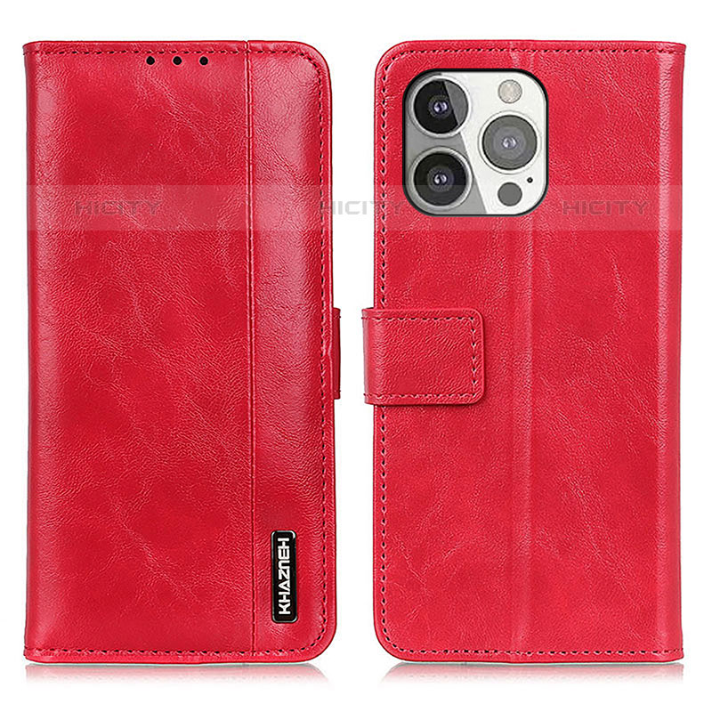 Funda de Cuero Cartera con Soporte Carcasa T20 para Apple iPhone 15 Pro Rojo