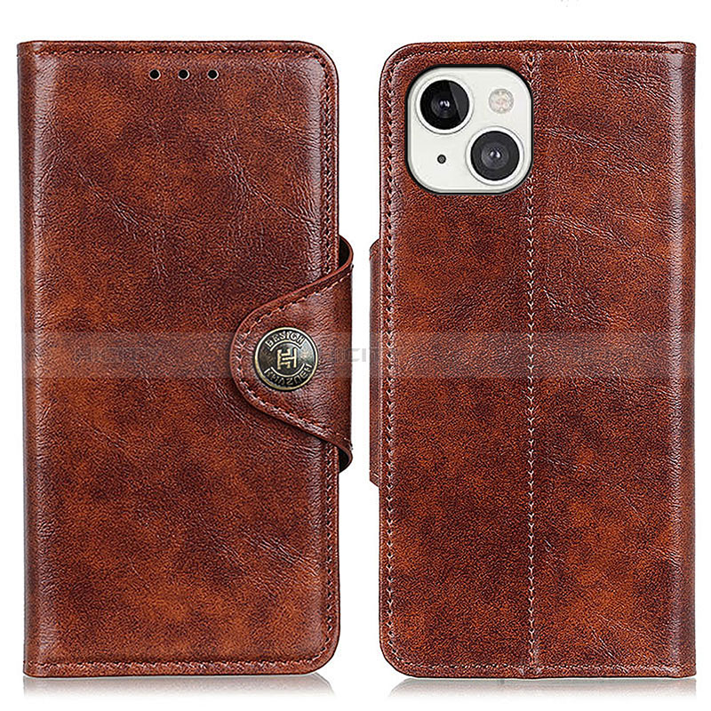 Funda de Cuero Cartera con Soporte Carcasa T21 para Apple iPhone 15 Marron