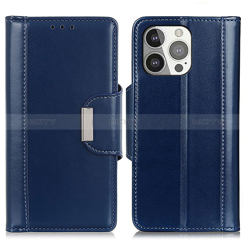 Funda de Cuero Cartera con Soporte Carcasa T22 para Apple iPhone 14 Pro Azul