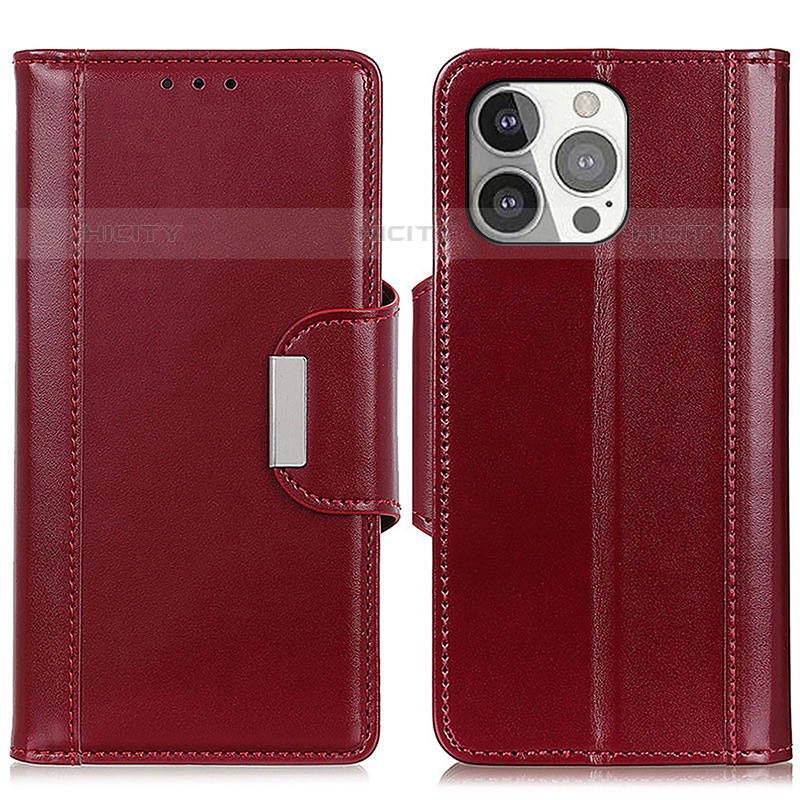 Funda de Cuero Cartera con Soporte Carcasa T22 para Apple iPhone 15 Pro Rojo