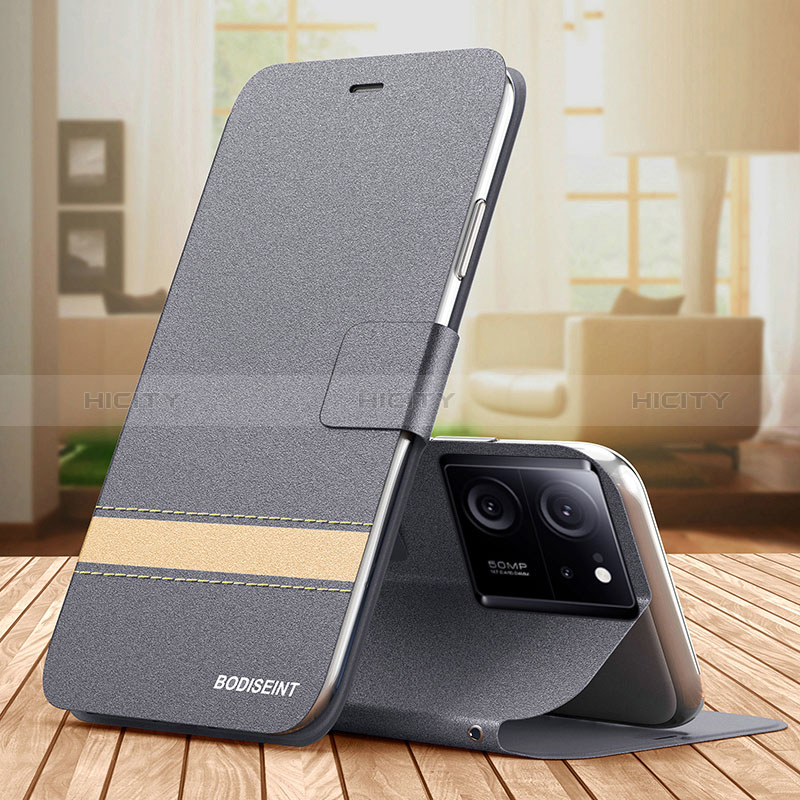 Funda de Cuero Cartera con Soporte Carcasa TB1 para Xiaomi Mi 13T Pro 5G Gris