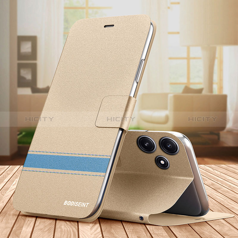 Funda de Cuero Cartera con Soporte Carcasa TB1 para Xiaomi Redmi 12 5G Oro