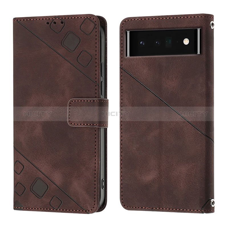 Funda de Cuero Cartera con Soporte Carcasa Y01B para Google Pixel 6 Pro 5G Marron