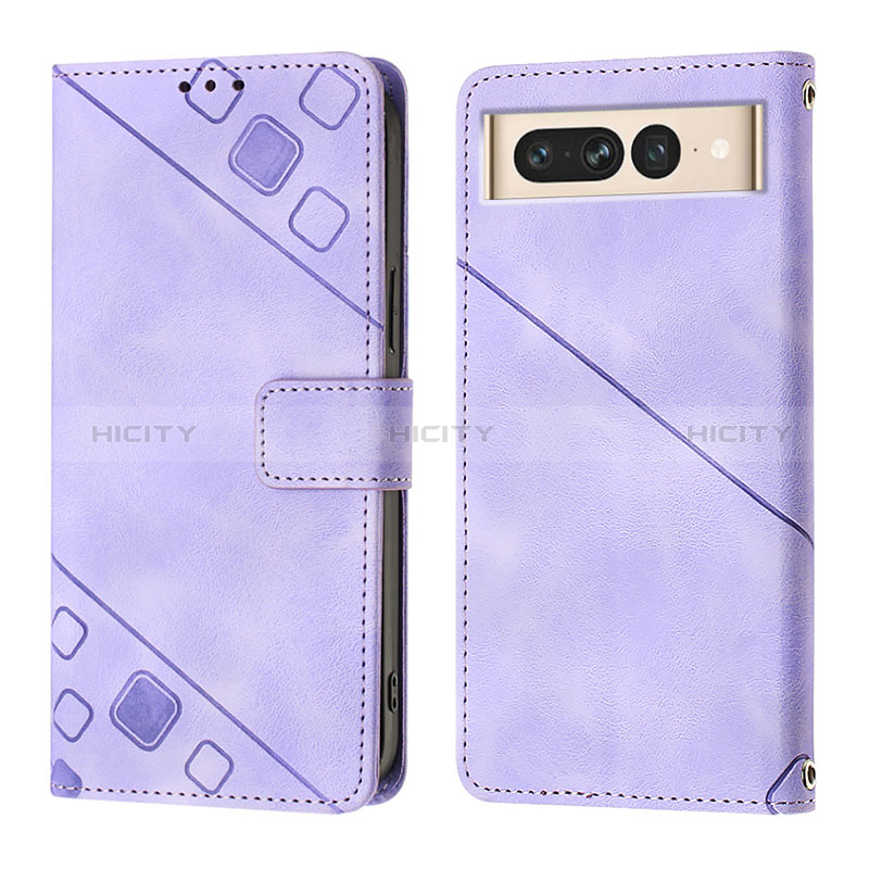 Funda de Cuero Cartera con Soporte Carcasa Y01B para Google Pixel 7 Pro 5G Morado