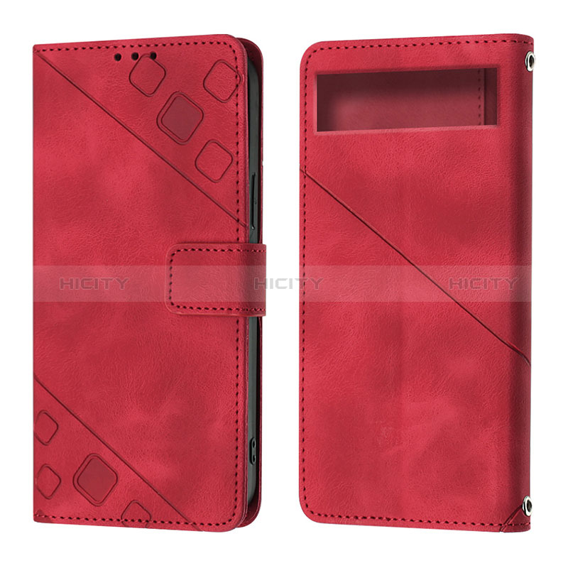 Funda de Cuero Cartera con Soporte Carcasa Y01B para Google Pixel 7a 5G Rojo