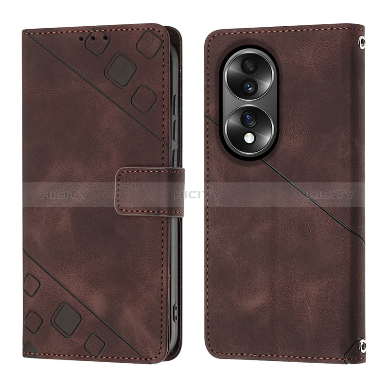 Funda de Cuero Cartera con Soporte Carcasa Y01B para Huawei Honor 70 5G Marron