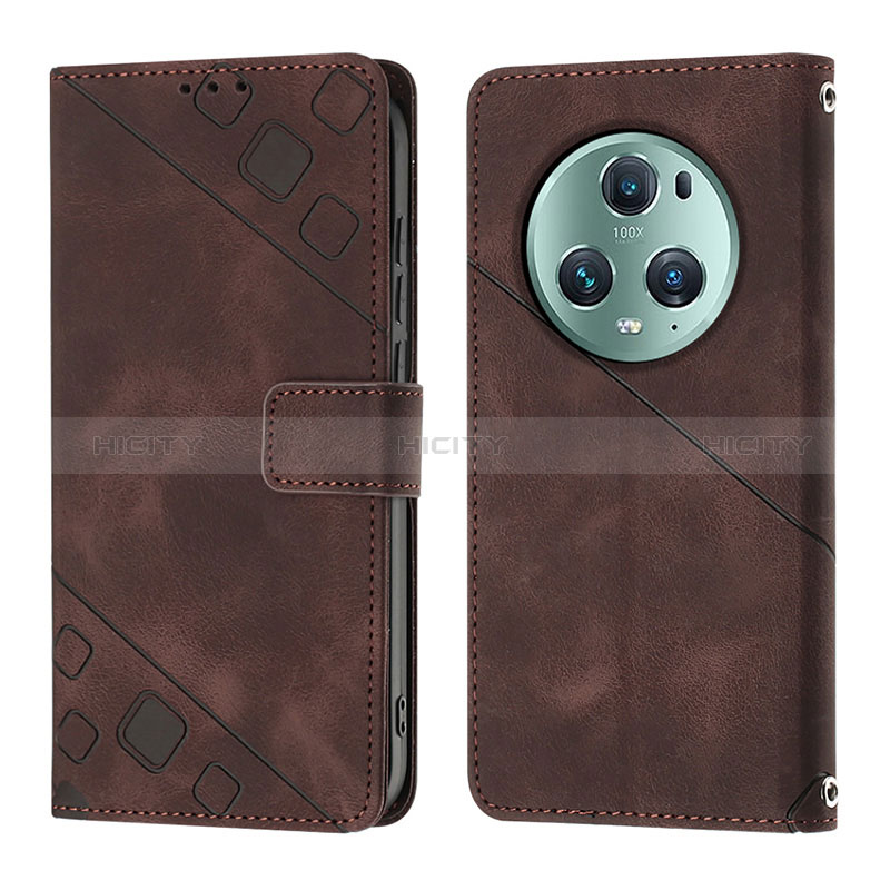 Funda de Cuero Cartera con Soporte Carcasa Y01B para Huawei Honor Magic5 Pro 5G Marron