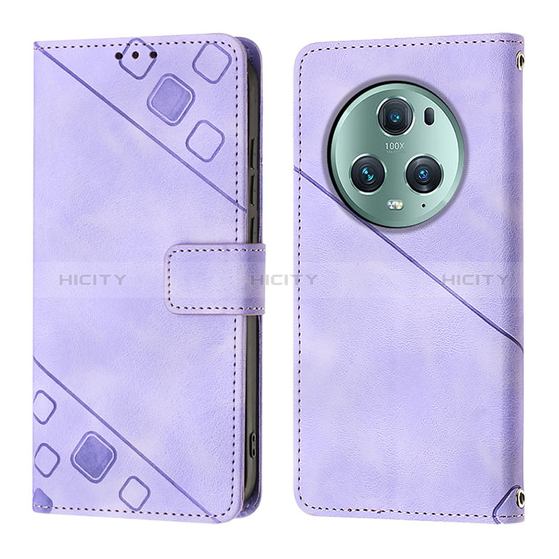 Funda de Cuero Cartera con Soporte Carcasa Y01B para Huawei Honor Magic5 Pro 5G Morado