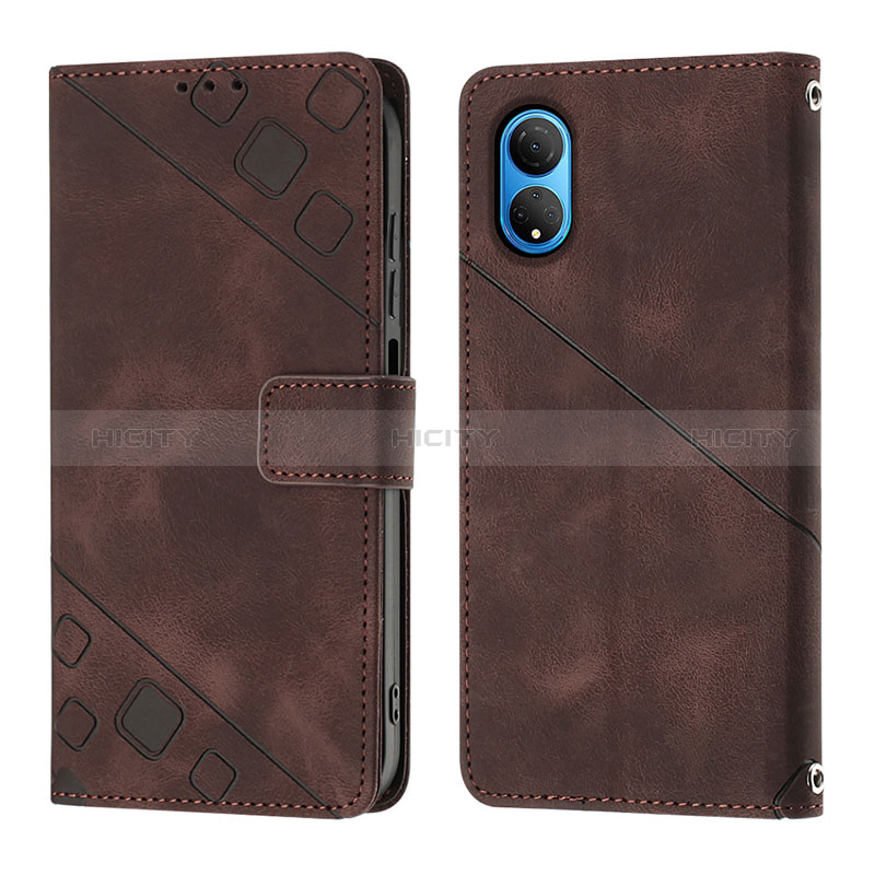 Funda de Cuero Cartera con Soporte Carcasa Y01B para Huawei Honor X7 Marron