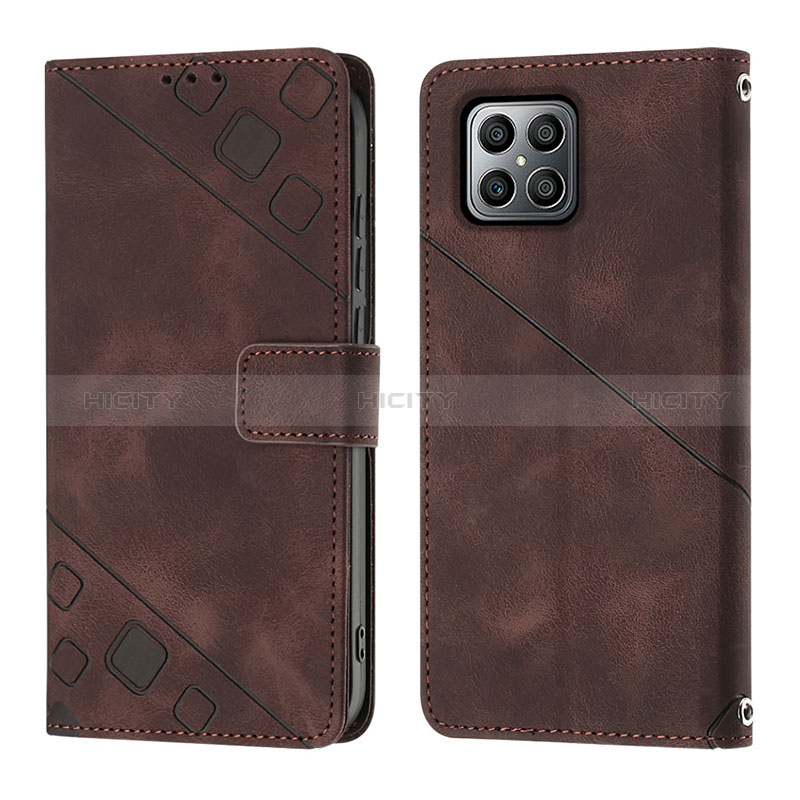 Funda de Cuero Cartera con Soporte Carcasa Y01B para Huawei Honor X8 4G Marron