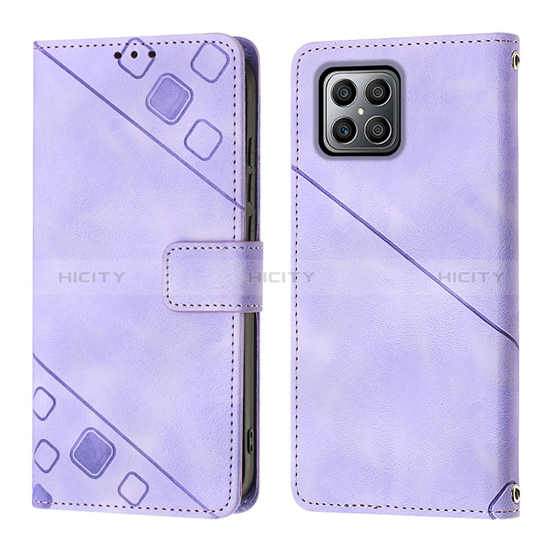 Funda de Cuero Cartera con Soporte Carcasa Y01B para Huawei Honor X8 4G Morado