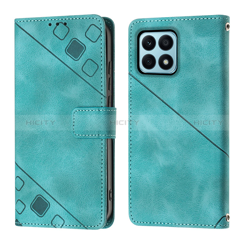 Funda de Cuero Cartera con Soporte Carcasa Y01B para Huawei Honor X8a 4G Verde