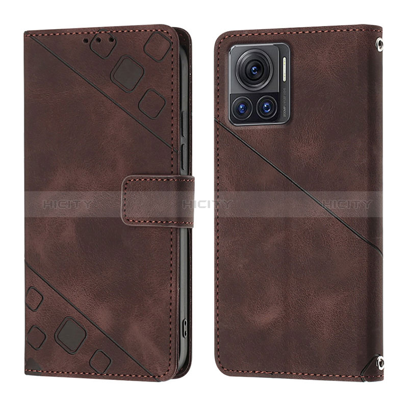 Funda de Cuero Cartera con Soporte Carcasa Y01B para Motorola Moto Edge X30 Pro 5G Marron