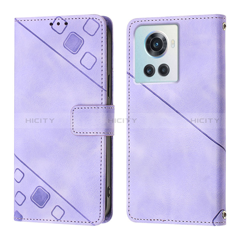 Funda de Cuero Cartera con Soporte Carcasa Y01B para OnePlus 10R 5G Morado