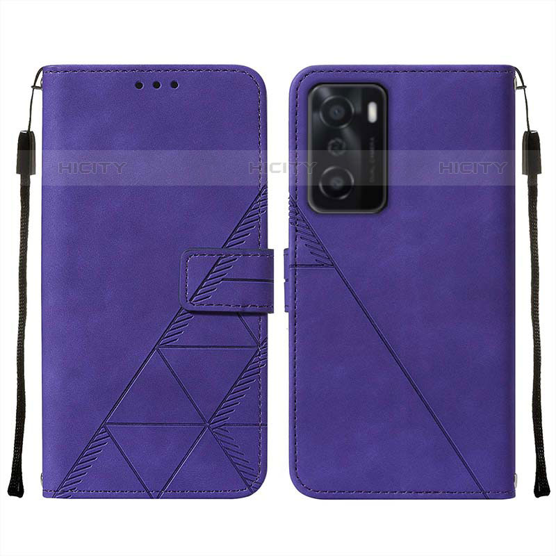 Funda de Cuero Cartera con Soporte Carcasa Y01B para Oppo A55S 5G Morado