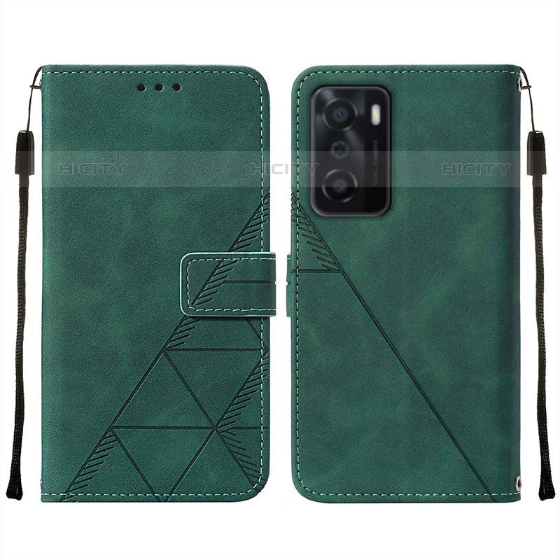 Funda de Cuero Cartera con Soporte Carcasa Y01B para Oppo A55S 5G Verde