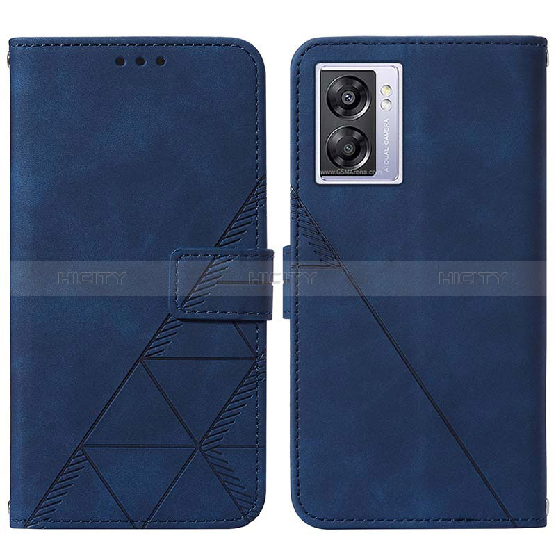 Funda de Cuero Cartera con Soporte Carcasa Y01B para Oppo A77 5G Azul