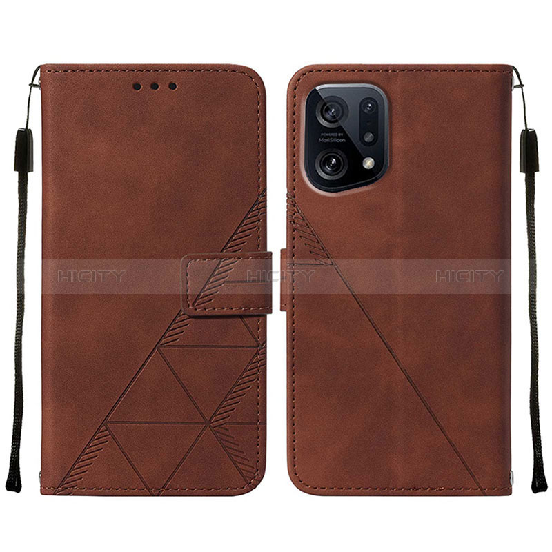 Funda de Cuero Cartera con Soporte Carcasa Y01B para Oppo Find X5 5G Marron