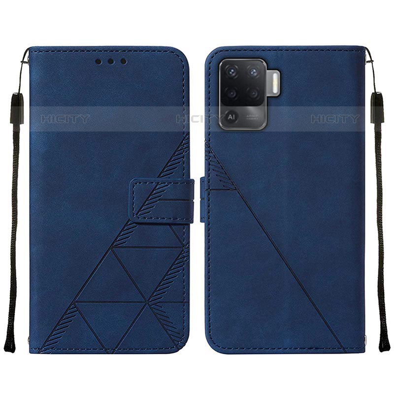 Funda de Cuero Cartera con Soporte Carcasa Y01B para Oppo Reno5 F Azul